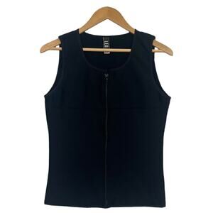 LEO Compression Vest Mens Small Black Solid Zip Front Sleeveless Core Recovery